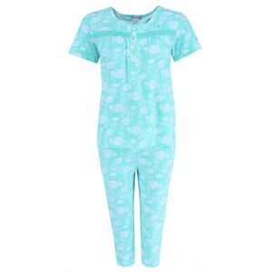 Elegant Emily Women's Plus Mint Floral Capri Set